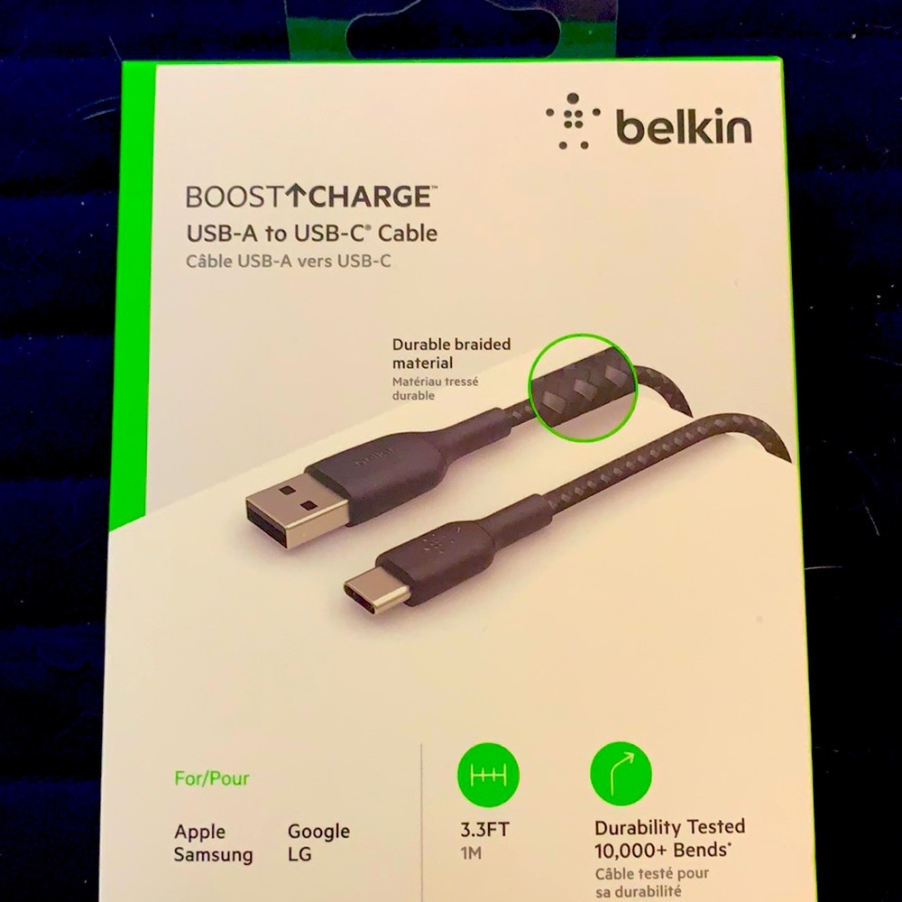 Belkin Boost Charge USB-A to USB-C Cable 3.3 ft For: Apple, Samsung, LG, Google
